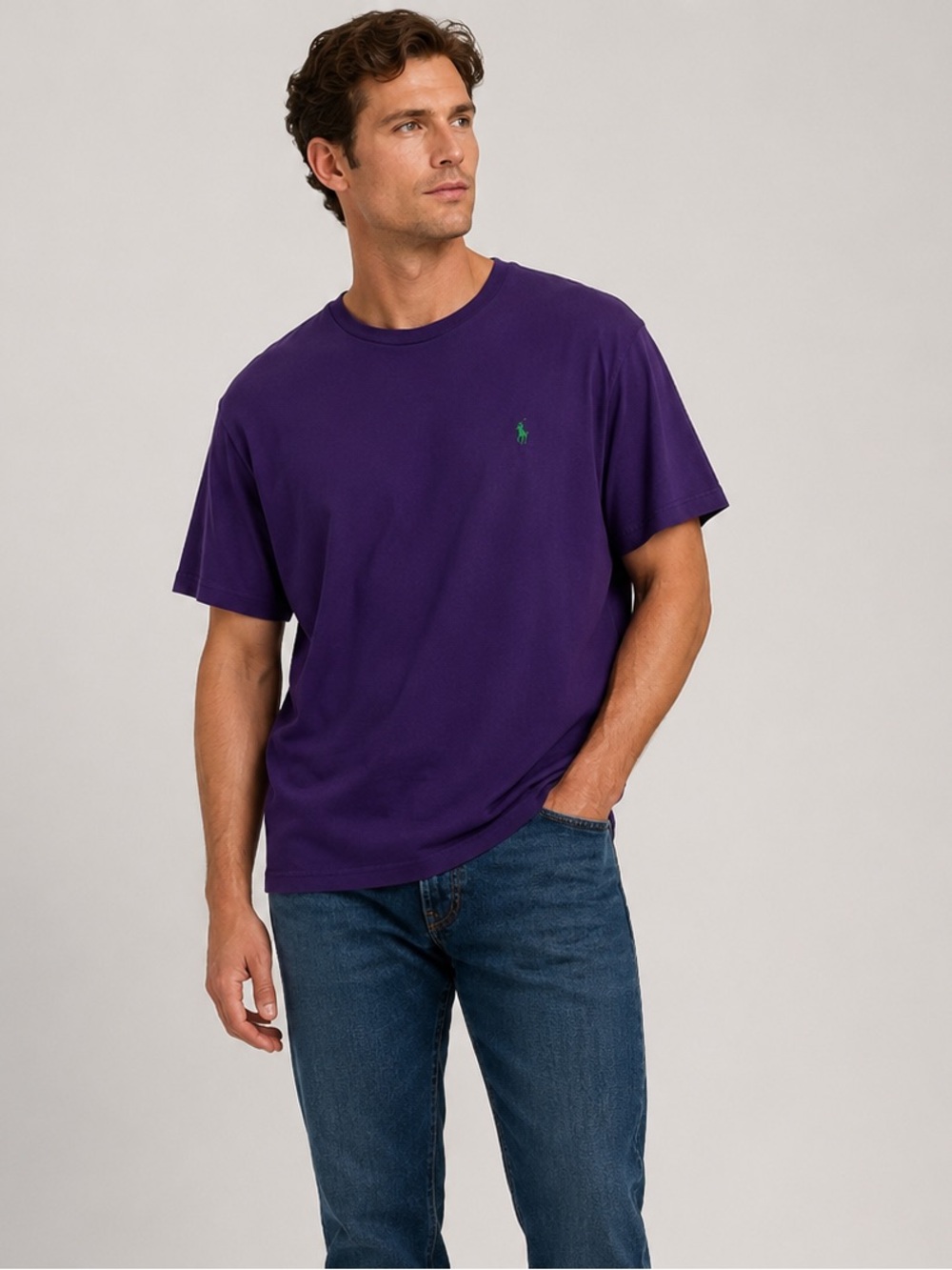 Polo Ralph Lauren Mens XL Purple Classic Fit T Shirt Green Pony Logo Cotton Tee